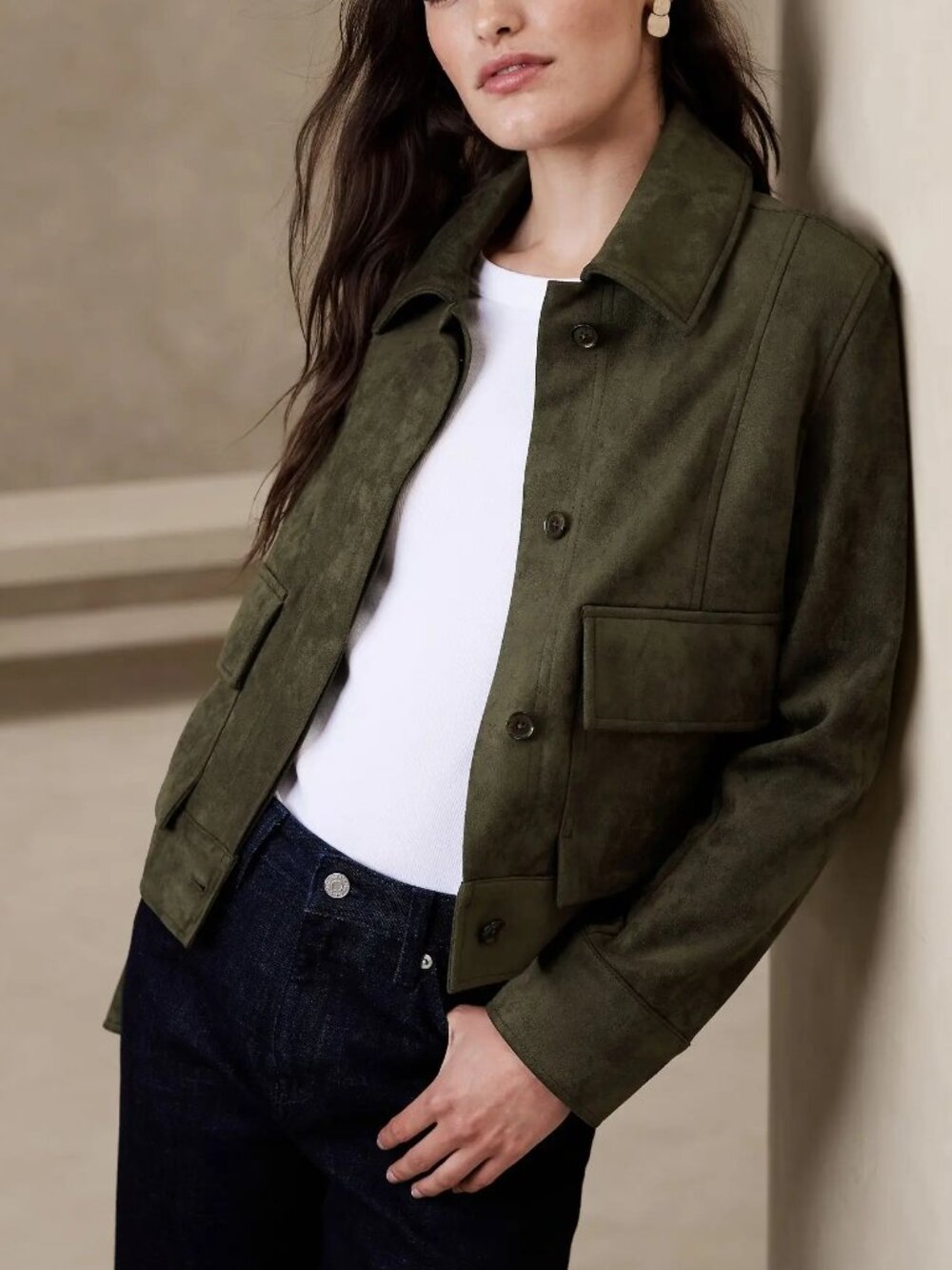 Banana Republic Olive Green Vegan Suede Jacket/NWT/XL
